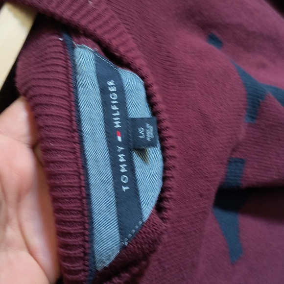 Tommy Hilfiger Maroon Crew Neck H Knit Sweater Sz Large Men - Picture 2 of 16